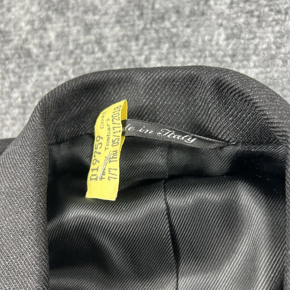 Canali Overcoat Mens 42R Black Wool Single Breasted Water Resistant Italy‎